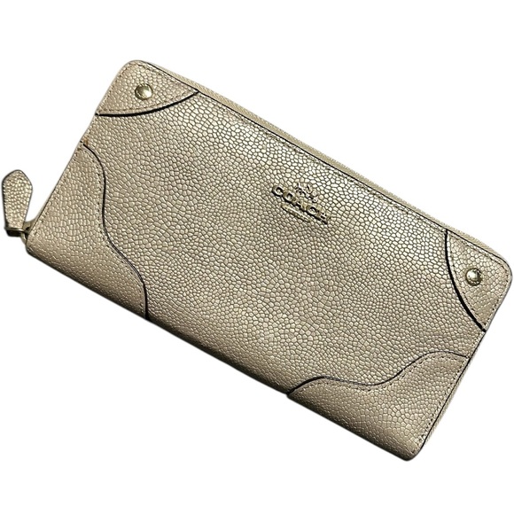 Coach Gold Textured Wallet - Picture 1 of 15